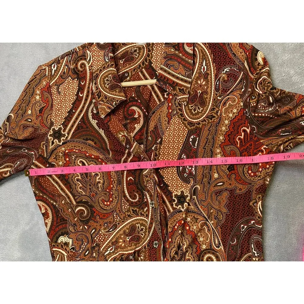 Tommy Hilfiger Paisley Shirtdress Women’s 10 Brown Polyester Belted Boho NWT